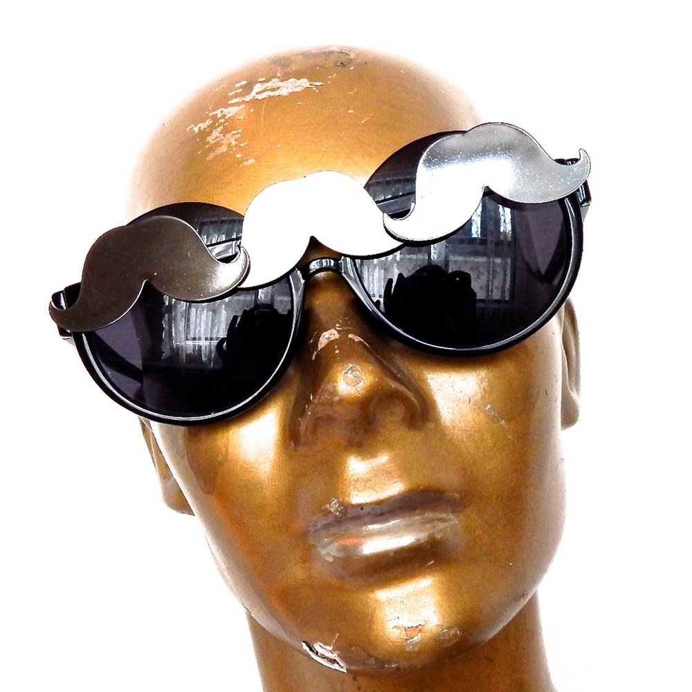 Mustache Rides Gun Metal Mustache Peekaboo Glasses